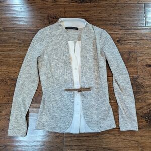 Fabiana Filippi Tailored Collarless Jacket Light Grey and White Size XS